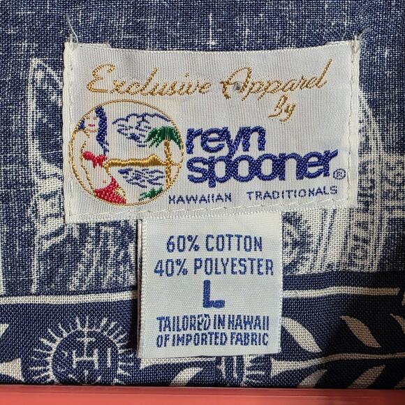 VTG Reyn Spooner Hawaiian Reverse Print 1/4 Pullover Loyola High School, sz L - Picture 5 of 5